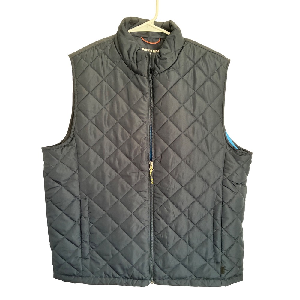 HAWKE CO Performance Quilted Vest Navy Blue‎ Mens Size L Full Zip Pockets